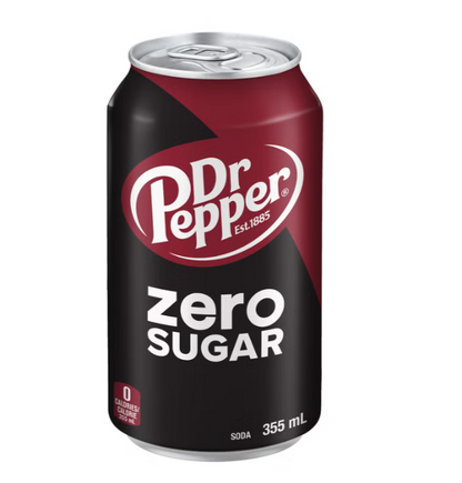 Dr Pepper Zero Sugar Soda, 32 Pack × 355 mL (12 fl oz) Cans, Zero Sugar Carbonated Soft Drink, Refreshing Fizzy Cola-Style Beverage for Parties, BBQs, Home, Office & Everyday Refreshment