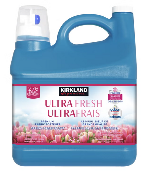 Kirkland Signature UltraFresh Premium Fabric Softener, Refreshing Scent, 5.53 L, 276 Loads