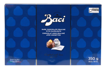 Baci Perugina Dark Chocolate Pralines with Hazelnuts, 350 g, Individually Wrapped Italian Chocolates, Gift Box