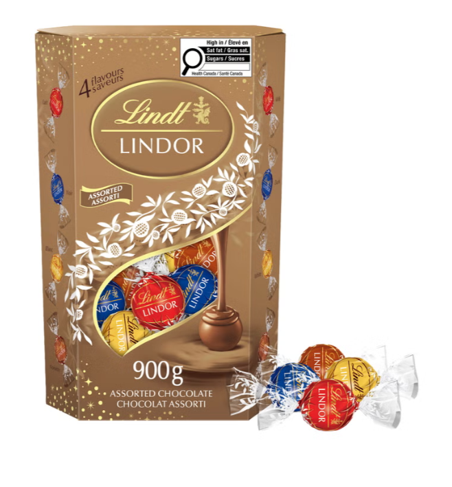 Lindt LINDOR Assorted Chocolate Truffles, 72 Pieces, 900 g, Milk, Dark, White & Hazelnut Chocolates