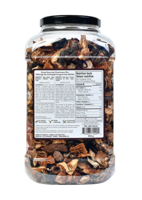 The Wild Mushroom Co. Dried Gourmet Mushroom Mix, 454 g (16 oz), All-Natural, Vegan & Gluten-Free, Premium French Mushroom Blend for Cooking