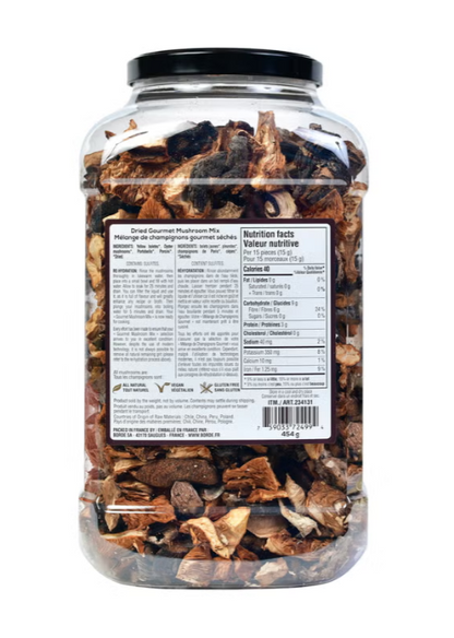 The Wild Mushroom Co. Dried Gourmet Mushroom Mix, 454 g (16 oz), All-Natural, Vegan & Gluten-Free, Premium French Mushroom Blend for Cooking