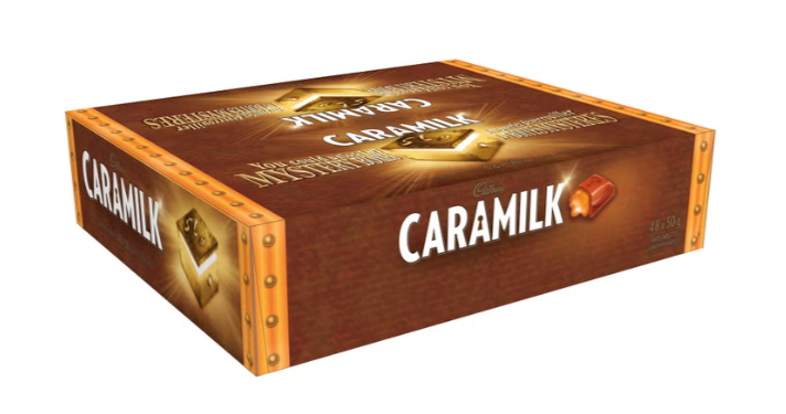 (48 Count) Cadbury Caramilk Chocolate Bars, Milk Chocolate with Smooth Caramel Filling, 50 g
