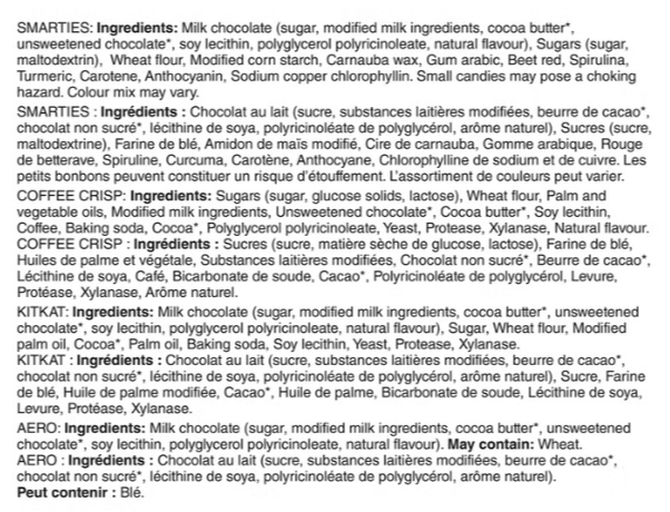 Nestlé Assorted Mini Chocolate Bars &amp; Candies, 1.3 kg, KitKat, Smarties, Aero &amp; Coffee Crisp, Individually Wrapped Halloween Candy Variety Pack