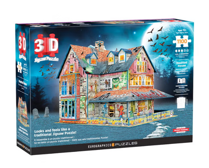 Eurographics 3D Haunted House Jigsaw Puzzle, 1100 Pieces, Halloween Haunted House Building Puzzle Kit, DIY 3D Construction, Ages 12+