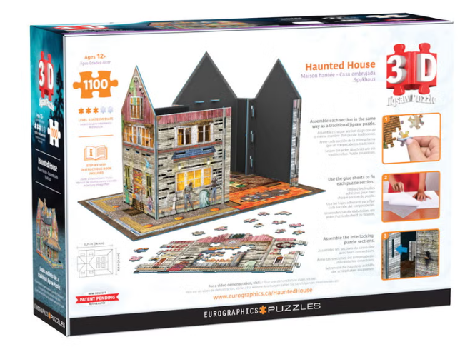 Eurographics 3D Haunted House Jigsaw Puzzle, 1100 Pieces, Halloween Haunted House Building Puzzle Kit, DIY 3D Construction, Ages 12+