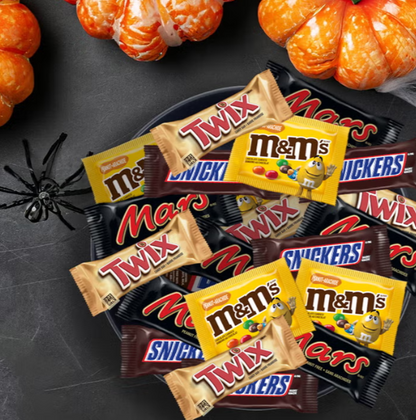 Mars Assorted Fun Size Chocolate Candy Variety Pack, 1.48 kg, M&amp;M's Peanut, Twix, Snickers &amp; Mars, Individually Wrapped Halloween Treats