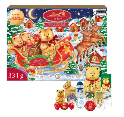 Lindt Assorted Milk Chocolate Advent Calendar, 331 g, 24-Day Christmas Countdown