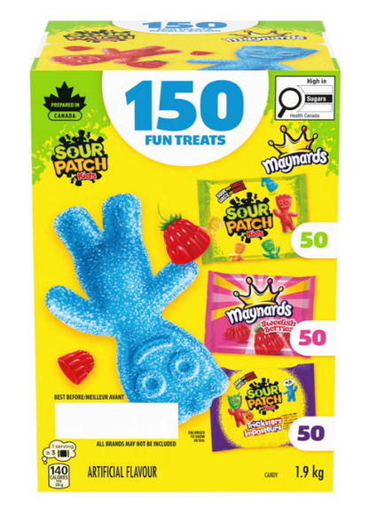 Maynards Sour Patch Kids Assorted Candy Variety Pack, 1.9 kg, 150 Individually Wrapped Treats, Original, Tricksters &amp; Swedish Berries, Sweet &amp; Sour Chewy Candy