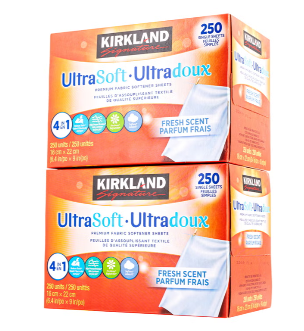 Kirkland Signature UltraSoft Premium Fabric Softener Sheets, Fresh Scent, 2-Pack