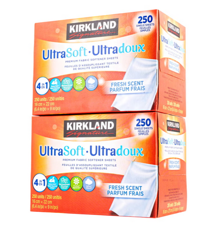 Kirkland Signature UltraSoft Premium Fabric Softener Sheets, Fresh Scent, 2-Pack