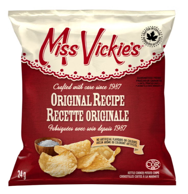 Miss Vickie's Kettle Cooked Potato Chips Variety Pack, 36 × 24 g, Original, Sea Salt &amp; Malt Vinegar, Sweet Chili &amp; Sour Cream, Applewood Smoked BBQ, Assorted Snack Packs