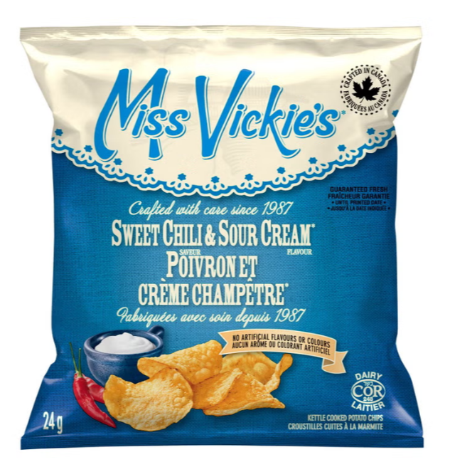 Miss Vickie's Kettle Cooked Potato Chips Variety Pack, 36 × 24 g, Original, Sea Salt &amp; Malt Vinegar, Sweet Chili &amp; Sour Cream, Applewood Smoked BBQ, Assorted Snack Packs