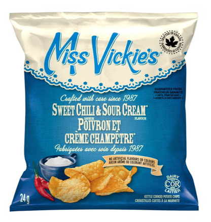 Miss Vickie's Kettle Cooked Potato Chips Variety Pack, 36 × 24 g, Original, Sea Salt &amp; Malt Vinegar, Sweet Chili &amp; Sour Cream, Applewood Smoked BBQ, Assorted Snack Packs
