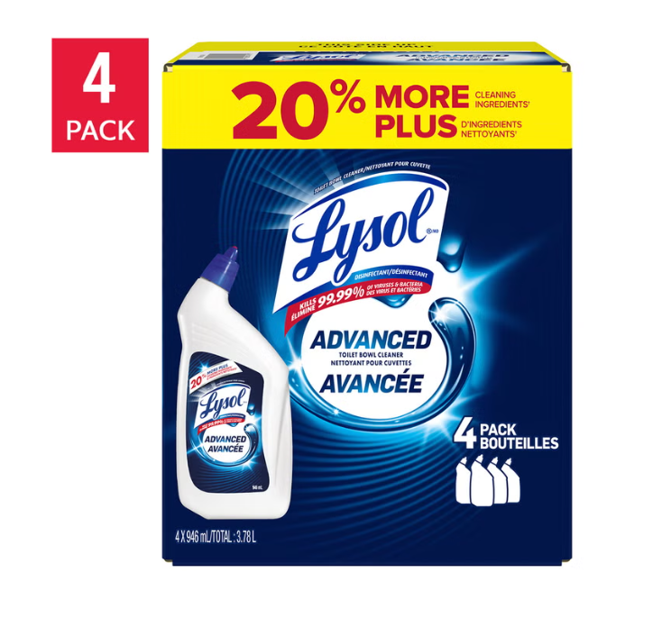 (4 Pack) Lysol Advanced Toilet Bowl Cleaner, Fresh Scent, 4 × 946 mL