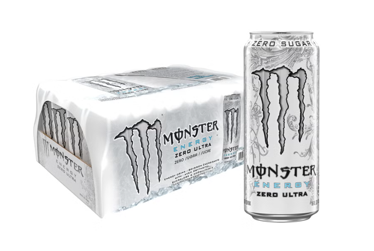 Monster Energy Ultra Zero Sugar Energy Drink, Zero Ultra Citrus Flavour, 473 mL Cans, 24 Pack, Light &amp; Refreshing Sparkling Energy Beverage