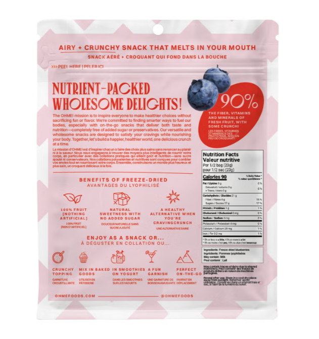 (2 Pack) OHME! Freeze-Dried Fruit Variety Pack, Strawberries, Blueberries & Mango, No Added Sugar, Vegan, Crunchy Fruit Snacks