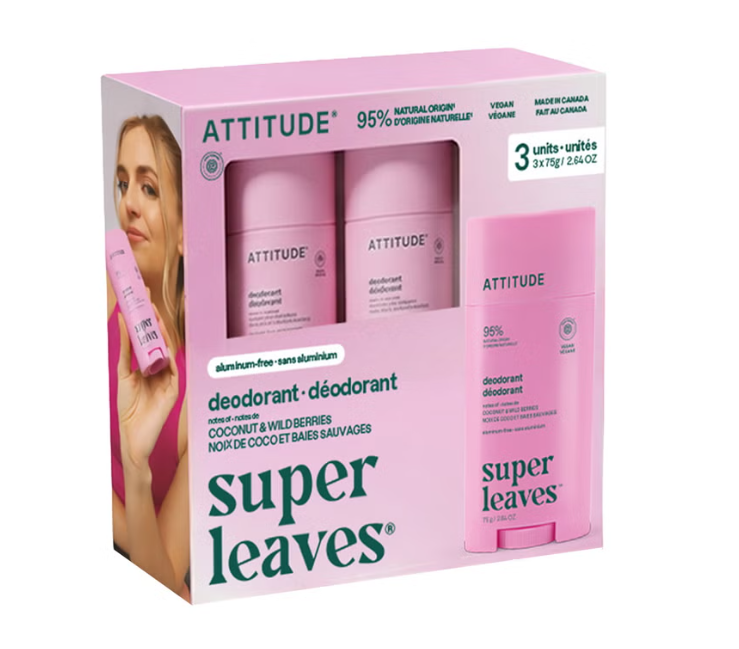 ATTITUDE Coconut & Wild Berries Deodorant, 75 g, 3 Pack