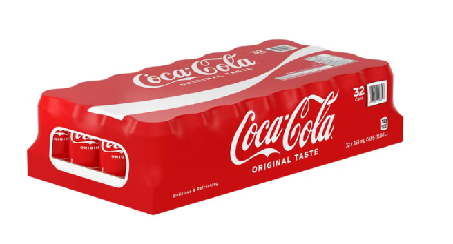Coca-Cola Original Taste Classic Soft Drink, 32 × 355 mL Cans, Refreshing Carbonated Cola Beverage, Party &amp; Family Pack, 11.36 L