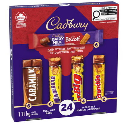 Cadbury Full-Size Chocolate Candy Bar Variety Pack, 24 Count, 1.11 kg