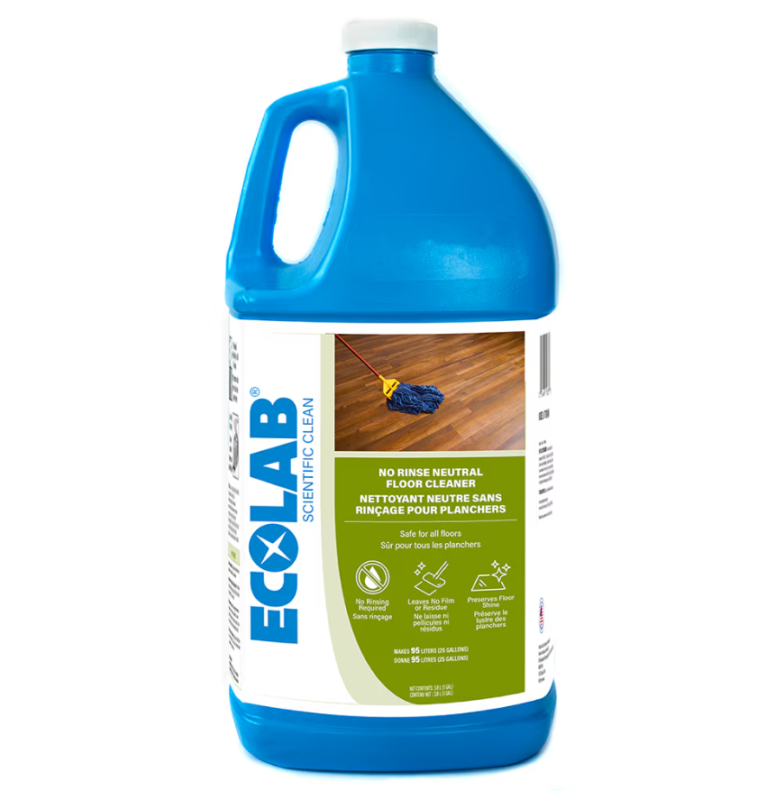 (2 Pack) Ecolab No-Rinse Neutral Floor Cleaner Concentrate, 3.8 L