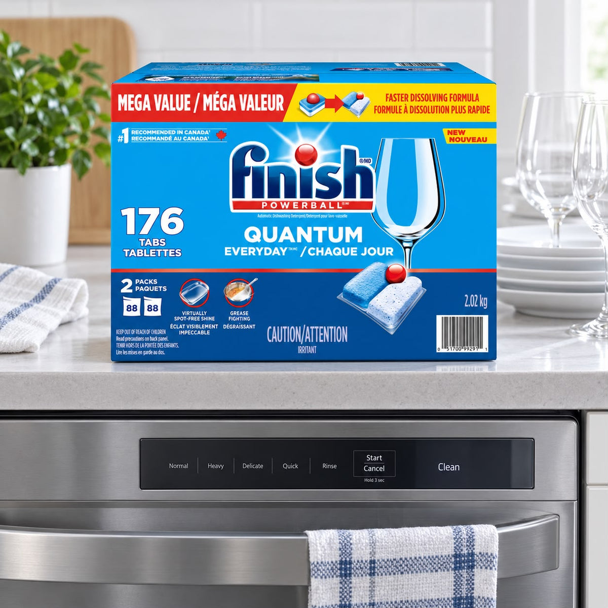 Finish Quantum Everyday Dishwasher Detergent Tablets, 176 Count