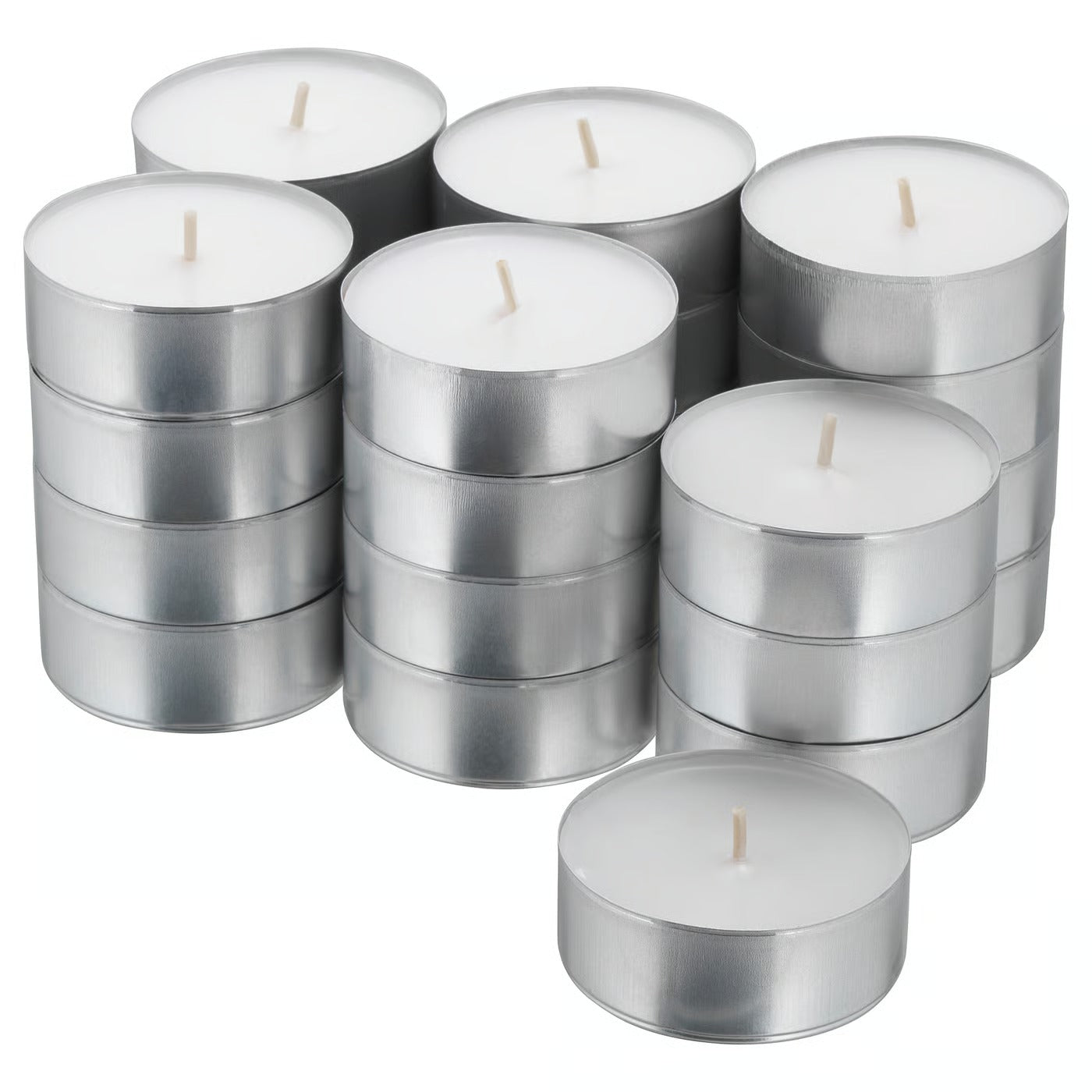 (24 PACK) IKEA GLIMMA Long-Burning Unscented Metal Cup Candles
