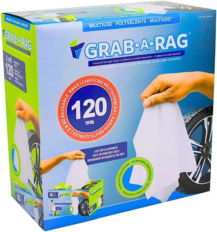 120-Count White Microfibre Cleaning Rags with Pop-Up Dispenser – Washable, Reusable & Ultra-Absorbent