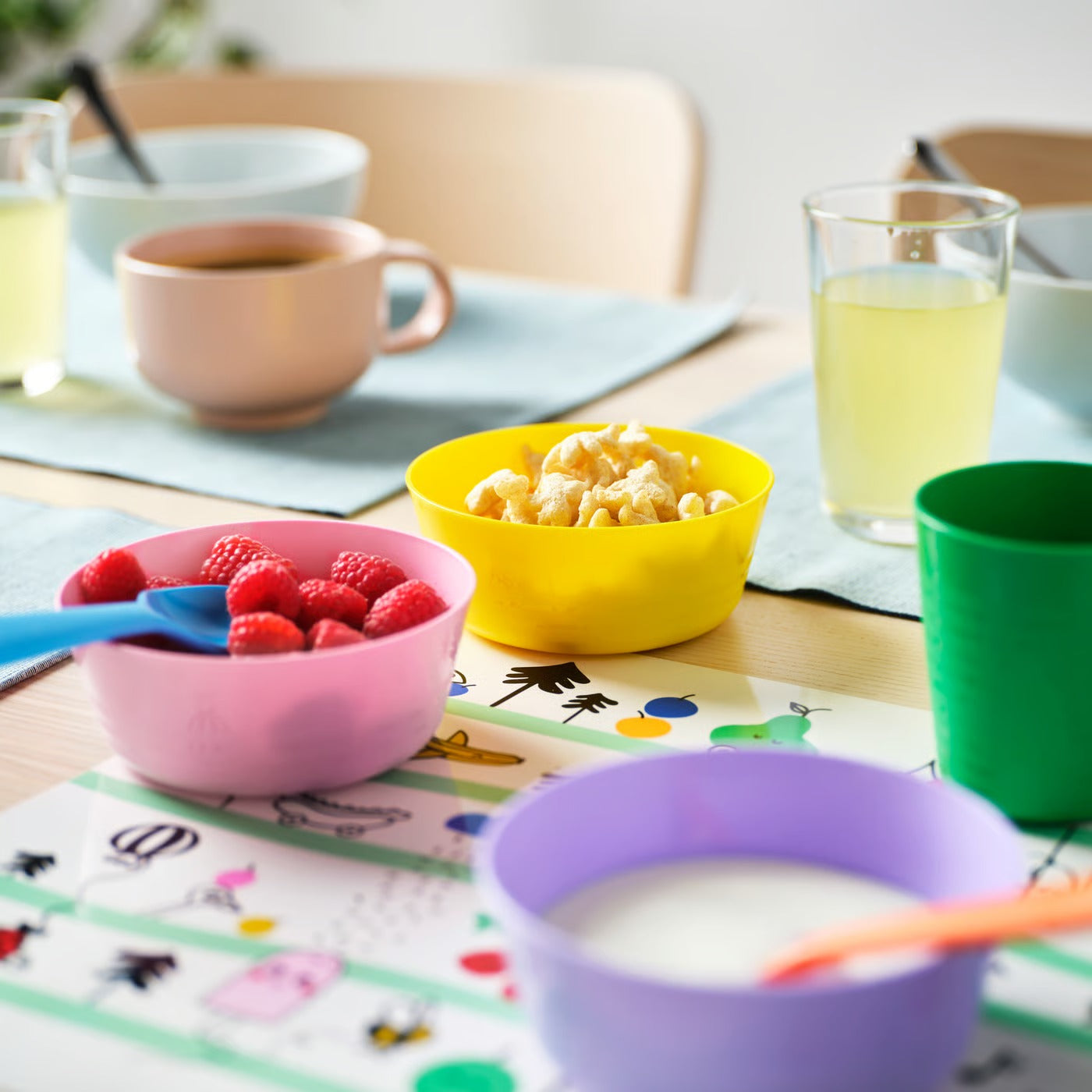 (36-Piece) IKEA KALAS Kids Dinnerware & Cutlery Set – Mixed Colors - Seasonal Edition