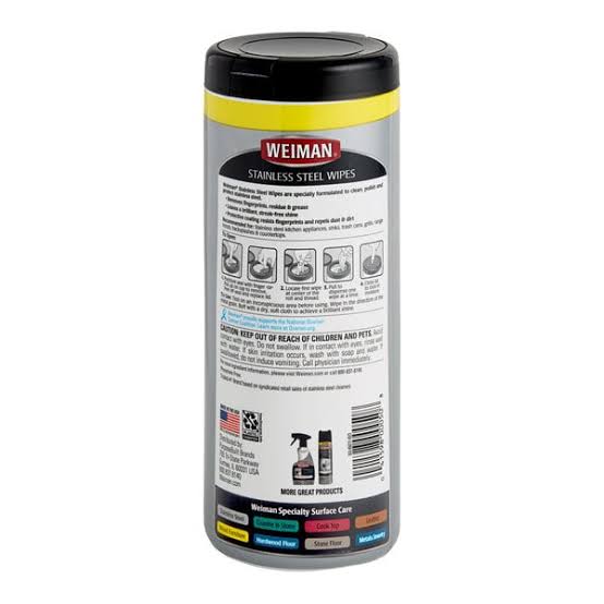(30 Count) Weiman Stainless Steel Wipes – Ready-to-Use Cleaning Wipes