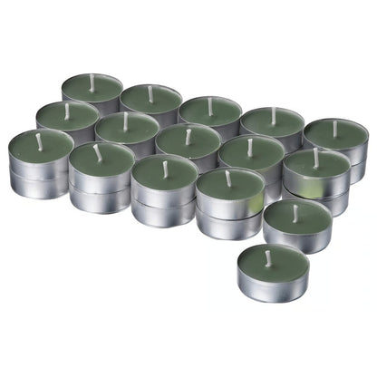 IKEA LOTSFÅGEL Scented candle in metal cup, Fig leaf green, 3.5 hr (30 PACK)