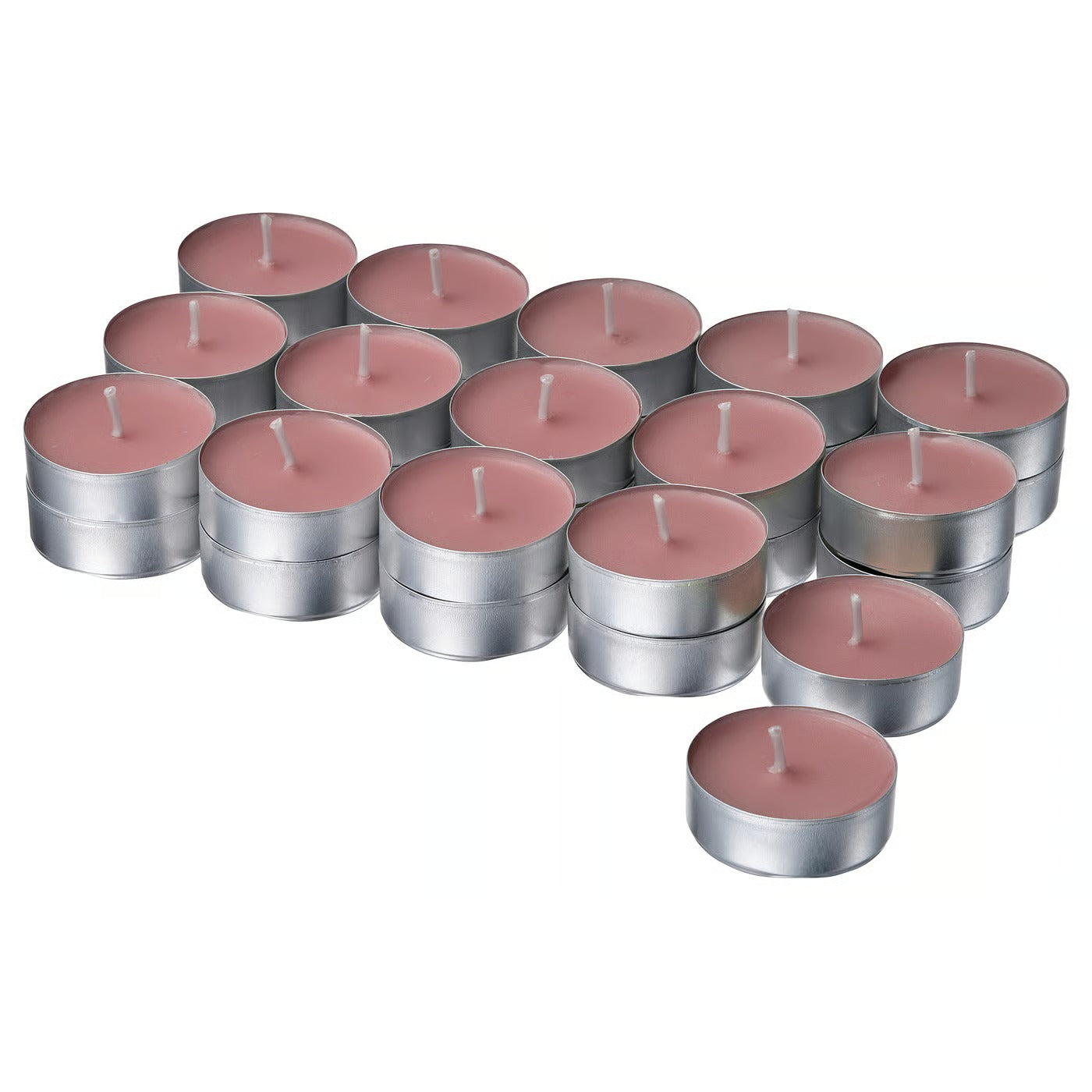 IKEA LOTSFÅGEL Scented candle in metal cup Red berries light pink, 3.5 hr(30 PACK)