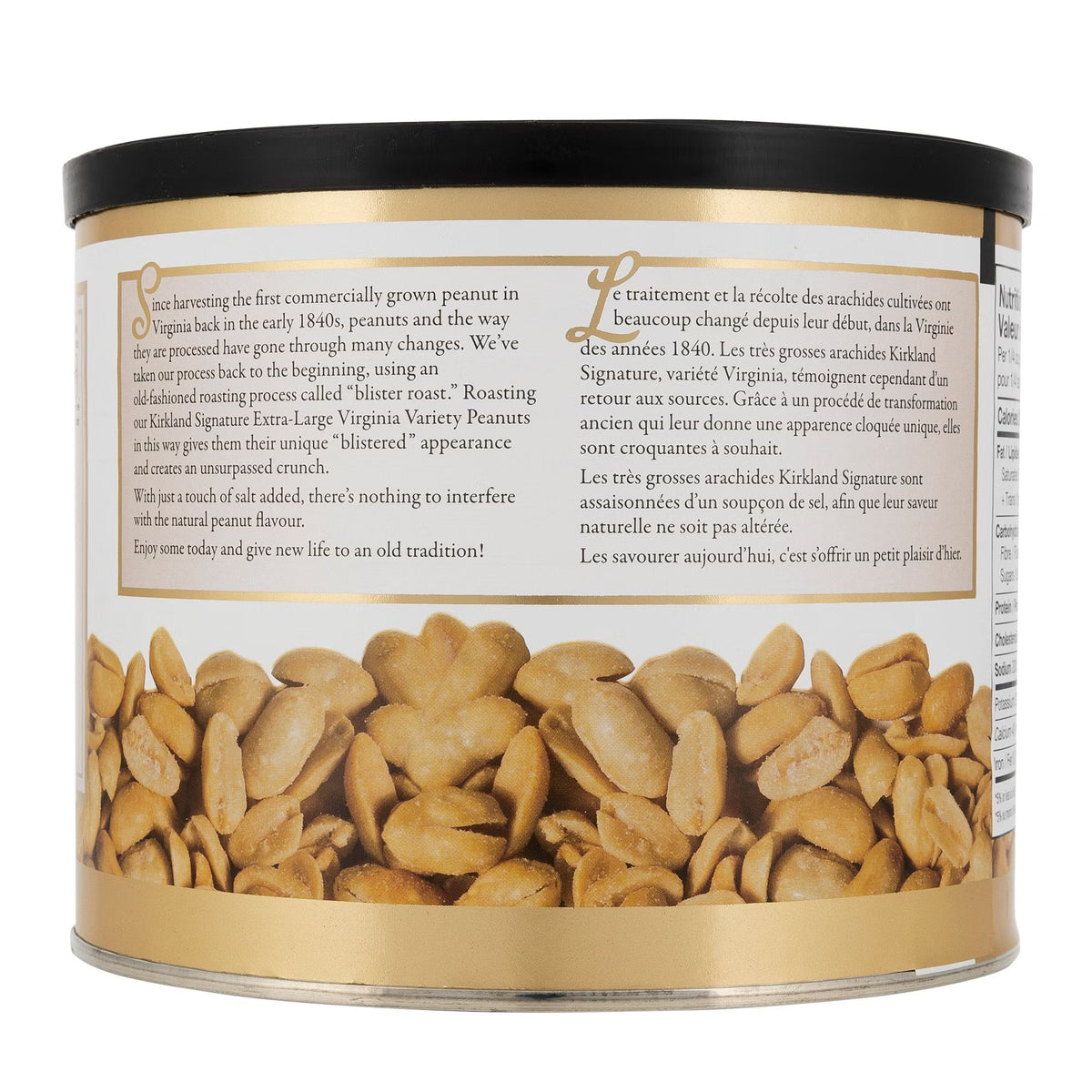 Kirkland Signature Extra Large Roasted & Salted Peanuts, 1.13 kg (2.5 lb), Premium Virginia Variety Whole Peanuts, Extra Crunchy Gluten-Free & Kosher Snack Nuts, Family Size Container for Parties, Travel & Everyday Snacking