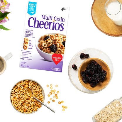 General Mills Multi-Grain Cheerios Jumbo Pack Breakfast Cereal, 1.24 kg (2.73 lb), Lightly Sweetened Whole Grain Oat, Corn & Rice Cereal, Crunchy O-Shaped Cereal, Source of Fibre, Family Size Breakfast & Snack