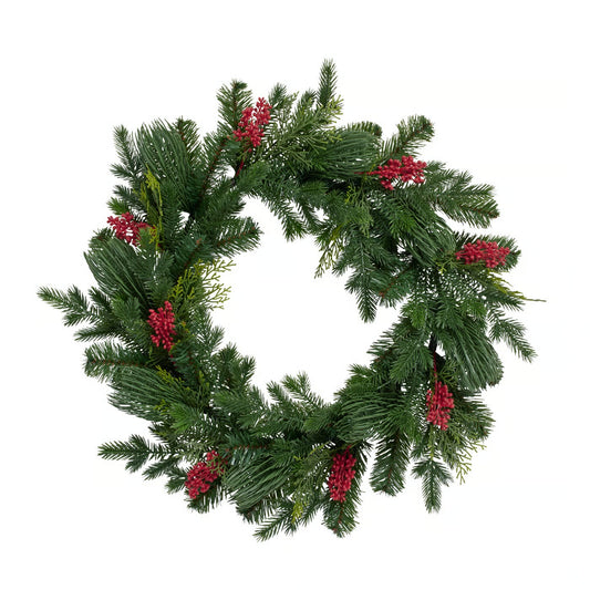 IKEA VINTERFINT Artificial Christmas Wreath, 60 cm (23.5 Inch), Green Faux Evergreen Holiday Door Wreath, Reusable Indoor Outdoor Christmas Decoration for Front Door, Wall, Window & Festive Home Décor