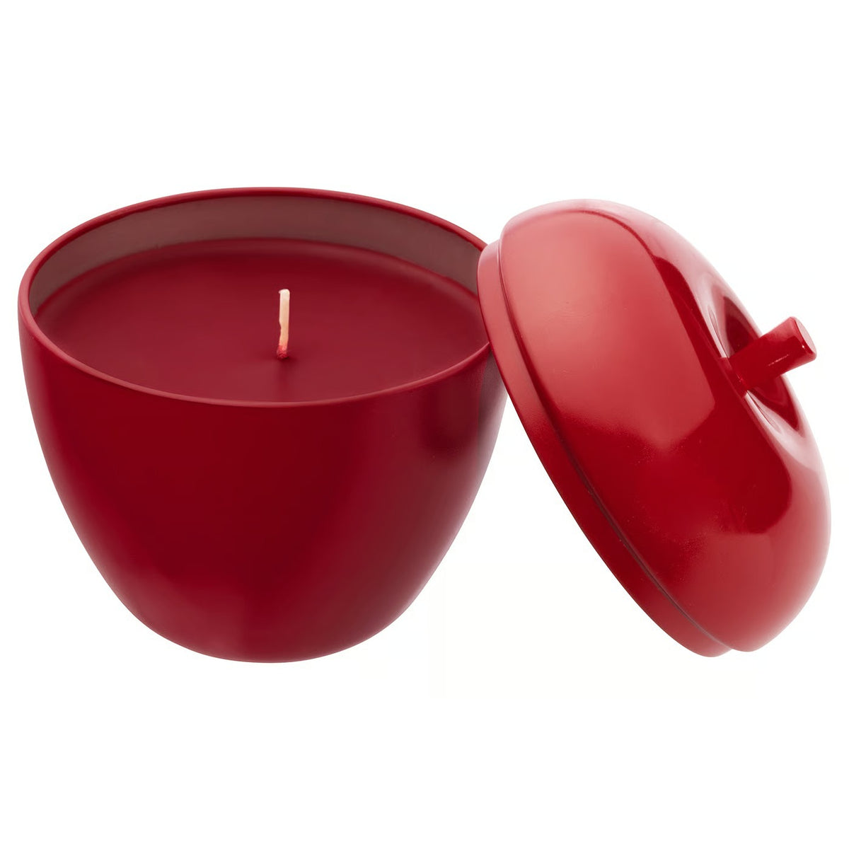 IKEA VINTERFINT Apple-Shaped Scented Candle with Lid, Red, Apple & Cinnamon Fragrance, 24-Hour Burning Time, 8 cm (3 ¼ ") Diameter, Decorative Candle in Reusable Container for Christmas, Holiday Décor, Home & Gifts