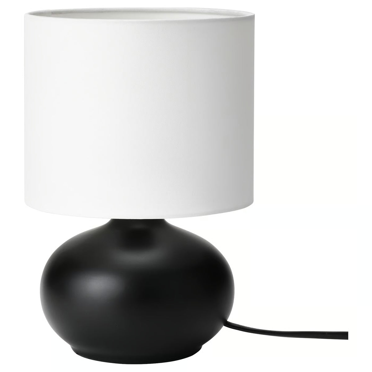 IKEA TVÄRFOT Modern Table Lamp, Black/White, 22 cm (9 "), Minimalist Bedside Nightstand Lamp with Fabric Shade & Stoneware Base, Decorative Ambient Lighting for Bedroom, Living Room, Desk & Small Spaces (Bulb Not Included)