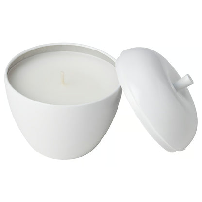 IKEA VINTERFINT Apple-Shaped Vanilla Scented Candle with Lid, White, 24-Hour Burning Time, 8 cm (3 ¼ ") Diameter, Decorative Candle in Reusable Container for Christmas, Holiday Home Décor, Dining Tables & Gifts