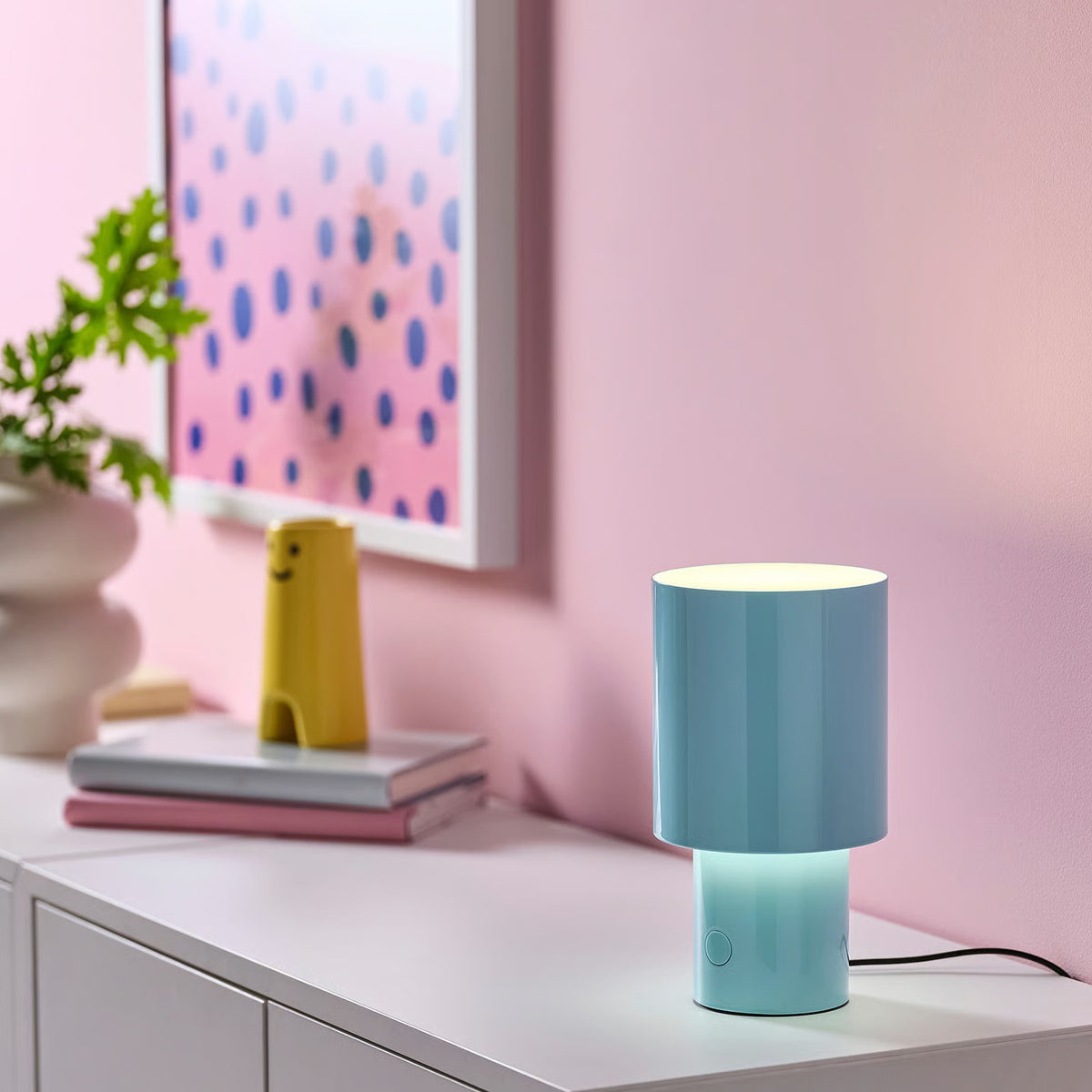 IKEA SPETSBOJ Dimmable Table Lamp, Blue, 22 cm