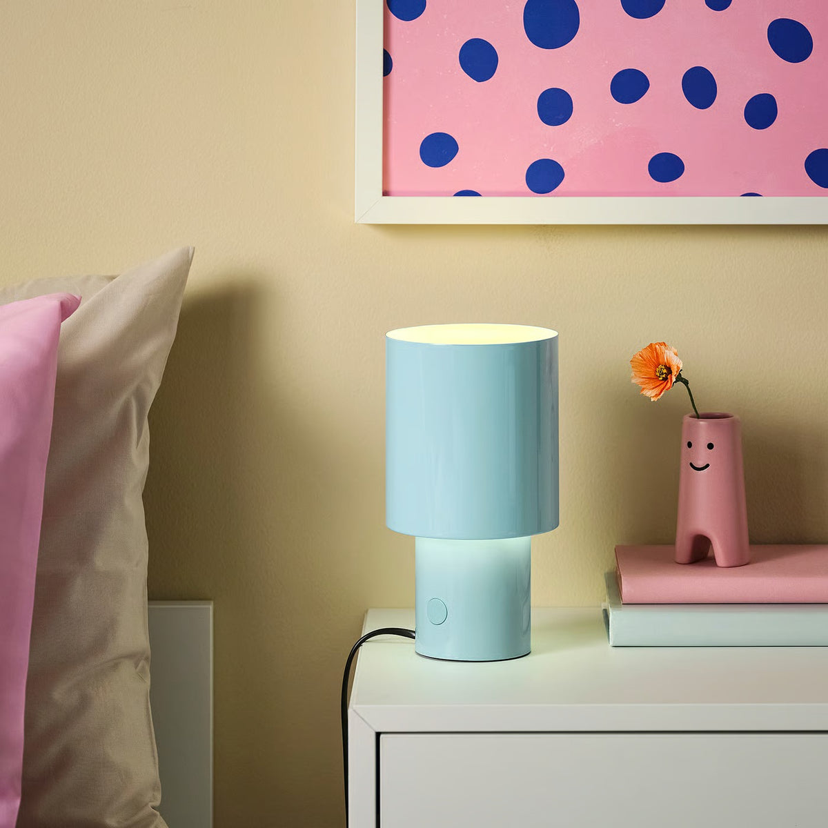 IKEA SPETSBOJ Dimmable Table Lamp, Blue, 22 cm