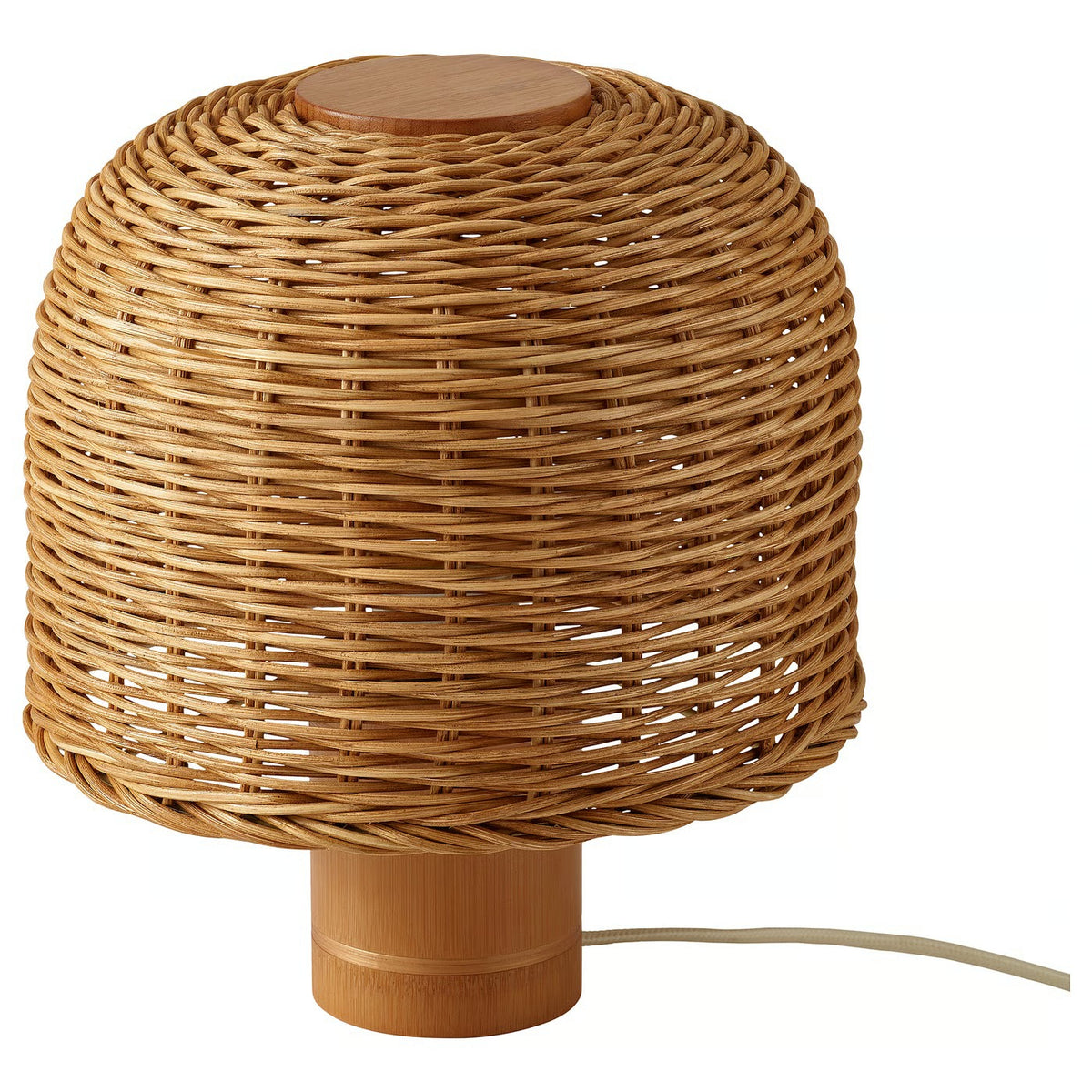 IKEA VATERBOM Bamboo & Rattan Table Lamp, Natural Handwoven Shade, 27 cm (11 in) Height, 25 cm (9⅞ in) Diameter, E26 Bulb Base, Decorative Bedside Lamp for Bedroom, Living Room, Nightstand & Scandinavian Home Décor (Bulb Not Included)