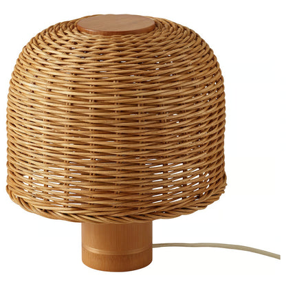 IKEA VATERBOM Bamboo & Rattan Table Lamp, Natural Handwoven Shade, 27 cm (11 in) Height, 25 cm (9⅞ in) Diameter, E26 Bulb Base, Decorative Bedside Lamp for Bedroom, Living Room, Nightstand & Scandinavian Home Décor (Bulb Not Included)
