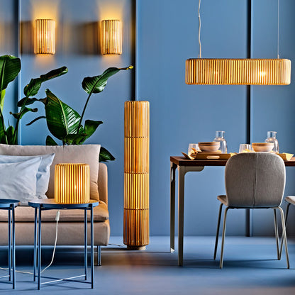 IKEA VARPTROSS Bamboo Table Lamp, Natural Woven Slat Design, 26 cm (10") Height, Decorative Bedside & Accent Lighting, E12 Bulb Base, 2 m Cord, Scandinavian Style Lamp for Bedroom, Living Room, Nightstand & Home Décor