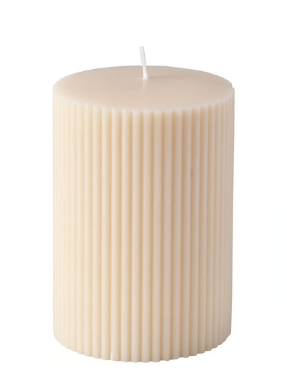 IKEA SNÖSISKA Unscented Pillar Candle, Off-White, 10 cm (4 ") Height, 7 cm (2 ¾ ") Diameter, 30-Hour Burning Time, Decorative Textured Candle for Living Room, Dining Tables, Christmas, Holiday Displays & Modern Home Décor