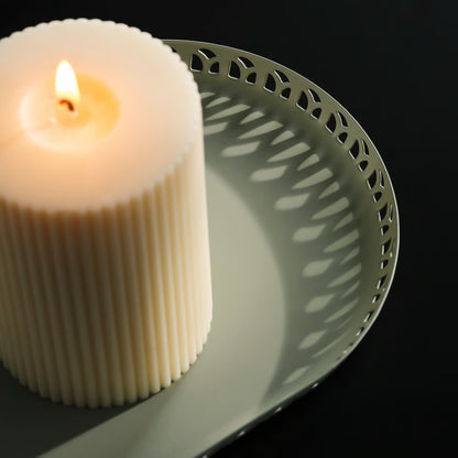 IKEA SNÖSISKA Unscented Pillar Candles, 2 Pack, Off-White, 10 cm (4") Height, 7 cm (2¾") Diameter, 30-Hour Burning Time Each, Decorative Ribbed Candles for Living Room, Dining Tables, Christmas, Weddings & Modern Home Décor