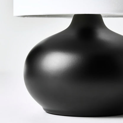 IKEA TVÄRFOT Modern Table Lamp, Black/White, 22 cm (9 "), Minimalist Bedside Nightstand Lamp with Fabric Shade & Stoneware Base, Decorative Ambient Lighting for Bedroom, Living Room, Desk & Small Spaces (Bulb Not Included)
