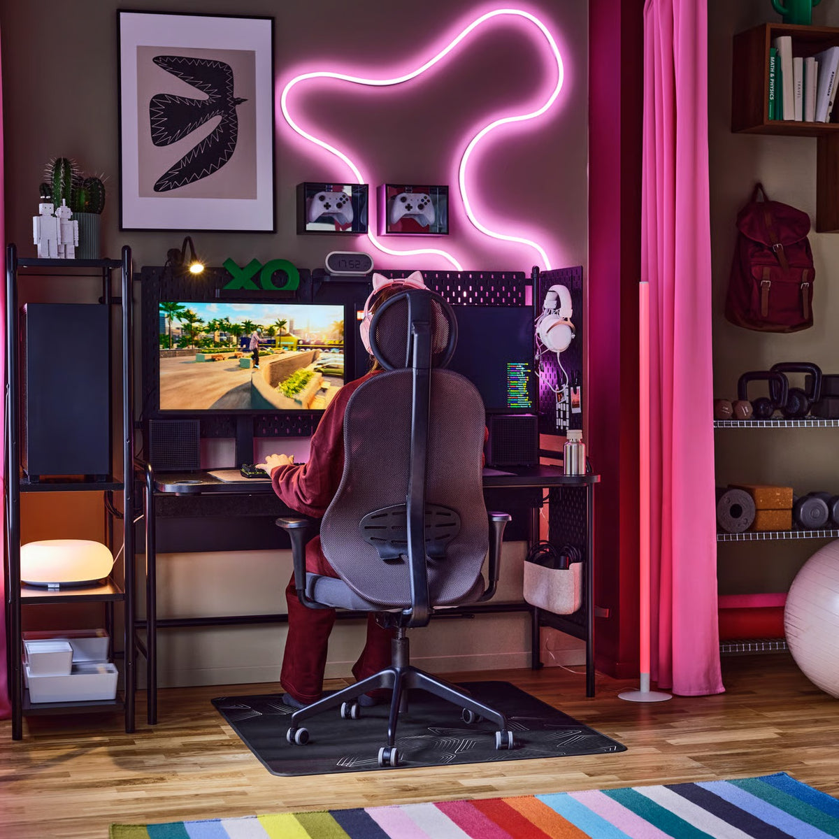 IKEA LED Colour-Changing Floor Lamp, 10 Colours, Wall & Ceiling Mountable, 132 cm