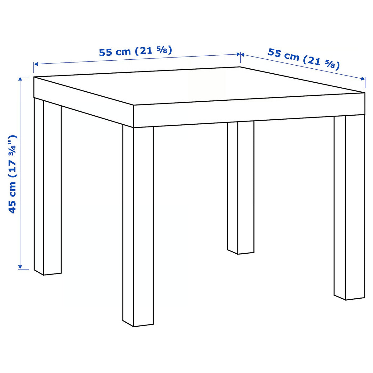 IKEA LACK Modern Square Side Tables, 2 Pack, White, 55 × 55 × 45 cm 55x55 cm (21 5/8x21 5/8 "), Minimalist Lightweight End Tables, Bedside Nightstands & Sofa Side Accent Tables for Living Room, Bedroom, Apartment & Small Spaces