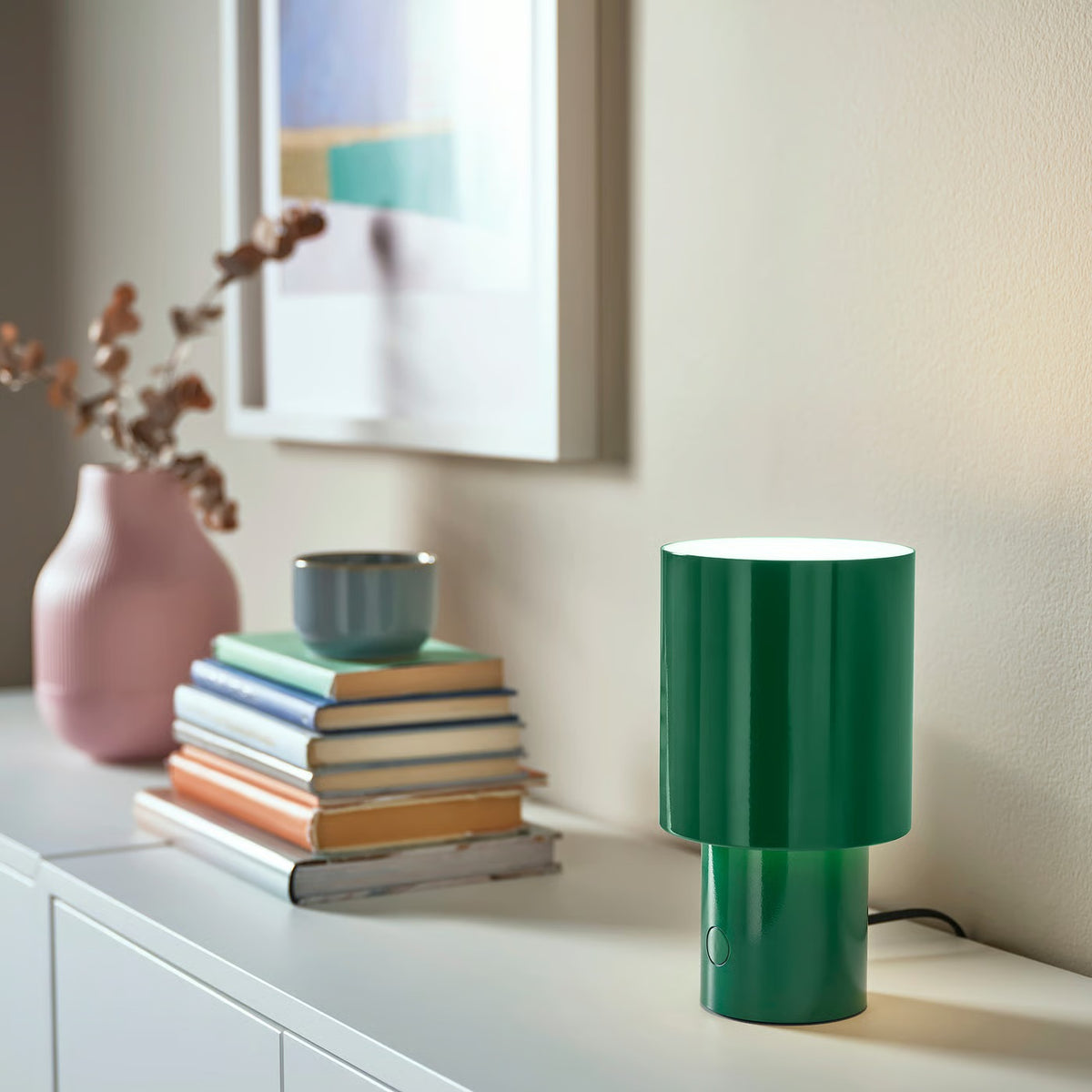 IKEA SPETSBOJ Dimmable Table Lamp, Green, 22 cm
