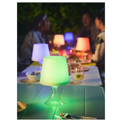 IKEA LAMPAN Portable LED Table Lamp, White, 24 cm (9 ½ "), Battery Operated, Adjustable Colour & Dimmable Light, Cordless Indoor & Outdoor Bedside Lamp for Bedroom, Patio, Balcony & Home Décor (Batteries Not Included)